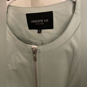 Mint Green 100% Genuine Leather Jacket size 10 Lafayette 148